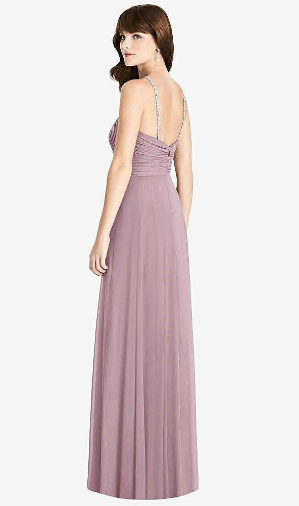 Back View - Dusty Rose Jeweled Twist Halter Maxi Dress