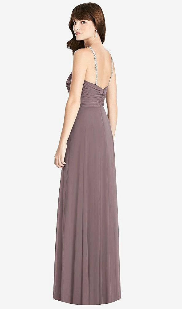 Back View - French Truffle Jeweled Twist Halter Maxi Dress