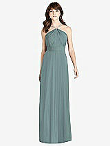 Front View Thumbnail - Icelandic Jeweled Twist Halter Maxi Dress