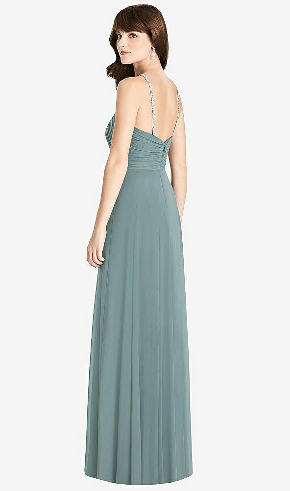 Back View - Icelandic Jeweled Twist Halter Maxi Dress