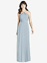 Front View Thumbnail - Mist Jeweled Twist Halter Maxi Dress