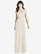 Front View Thumbnail - Oat Jeweled Twist Halter Maxi Dress