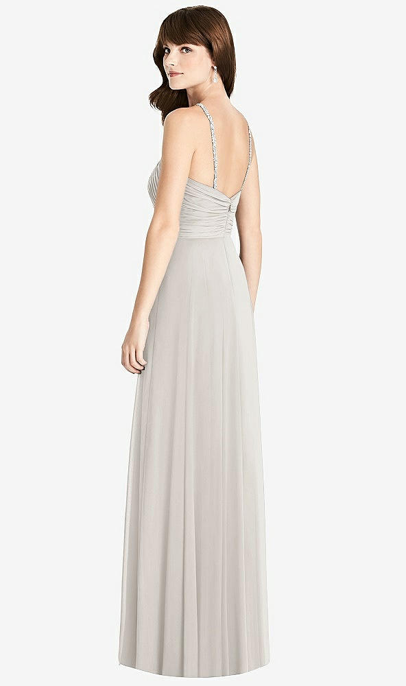 Back View - Oyster Jeweled Twist Halter Maxi Dress