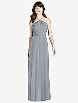 Front View Thumbnail - Platinum Jeweled Twist Halter Maxi Dress