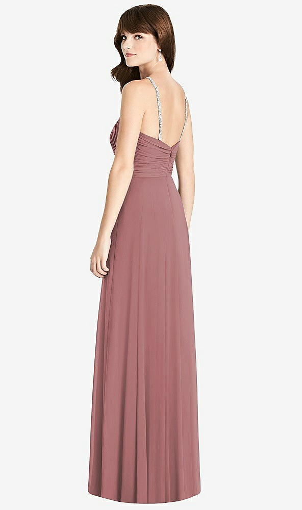 Back View - Rosewood Jeweled Twist Halter Maxi Dress