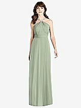 Front View Thumbnail - Sage Jeweled Twist Halter Maxi Dress