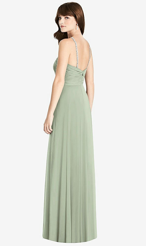 Back View - Sage Jeweled Twist Halter Maxi Dress