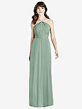 Front View Thumbnail - Seagrass Jeweled Twist Halter Maxi Dress