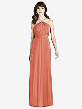 Front View Thumbnail - Terracotta Copper Jeweled Twist Halter Maxi Dress