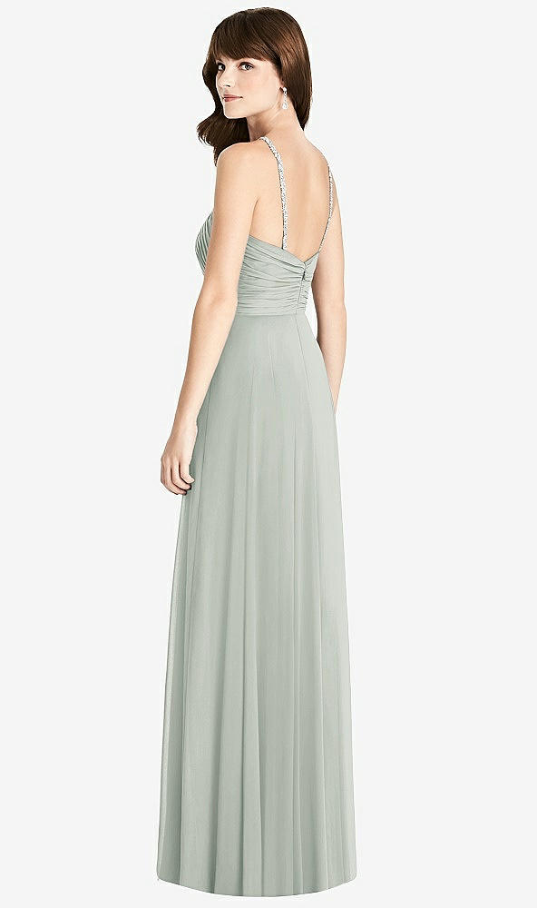 Back View - Willow Green Jeweled Twist Halter Maxi Dress