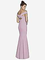 Alt View 1 Thumbnail - Suede Rose Off-the-Shoulder Criss Cross Back Trumpet Gown