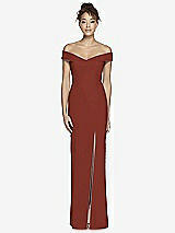 Alt View 2 Thumbnail - Auburn Moon Off-the-Shoulder Criss Cross Back Trumpet Gown