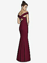 Alt View 1 Thumbnail - Cabernet Off-the-Shoulder Criss Cross Back Trumpet Gown