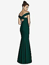 Alt View 1 Thumbnail - Evergreen Off-the-Shoulder Criss Cross Back Trumpet Gown