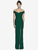 Alt View 2 Thumbnail - Hunter Green Off-the-Shoulder Criss Cross Back Trumpet Gown