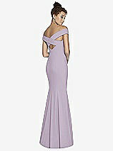 Alt View 1 Thumbnail - Lilac Haze Off-the-Shoulder Criss Cross Back Trumpet Gown