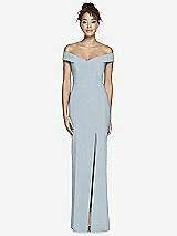 Alt View 2 Thumbnail - Mist Off-the-Shoulder Criss Cross Back Trumpet Gown