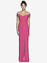 Alt View 2 Thumbnail - Tea Rose Off-the-Shoulder Criss Cross Back Trumpet Gown