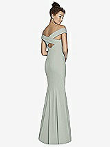 Alt View 1 Thumbnail - Willow Green Off-the-Shoulder Criss Cross Back Trumpet Gown