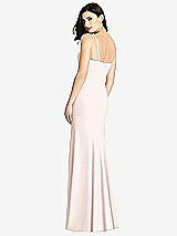 Rear View Thumbnail - Blush Seamed Bodice Crepe Trumpet Gown with Front Slit