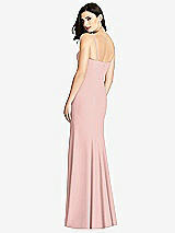 Rear View Thumbnail - Rose - PANTONE Rose Quartz Seamed Bodice Crepe Trumpet Gown with Front Slit