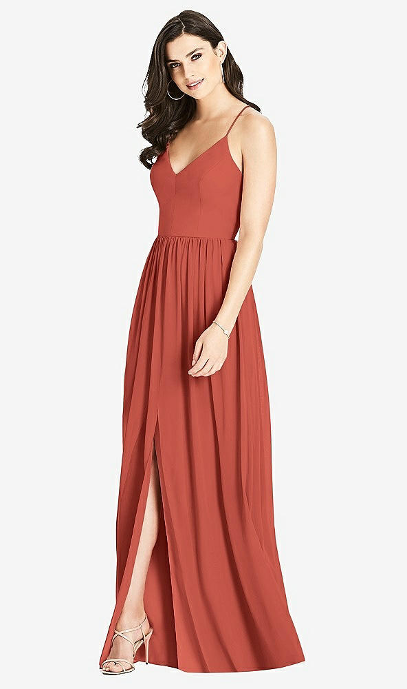 Front View - Amber Sunset Criss Cross Strap Backless Maxi Dress