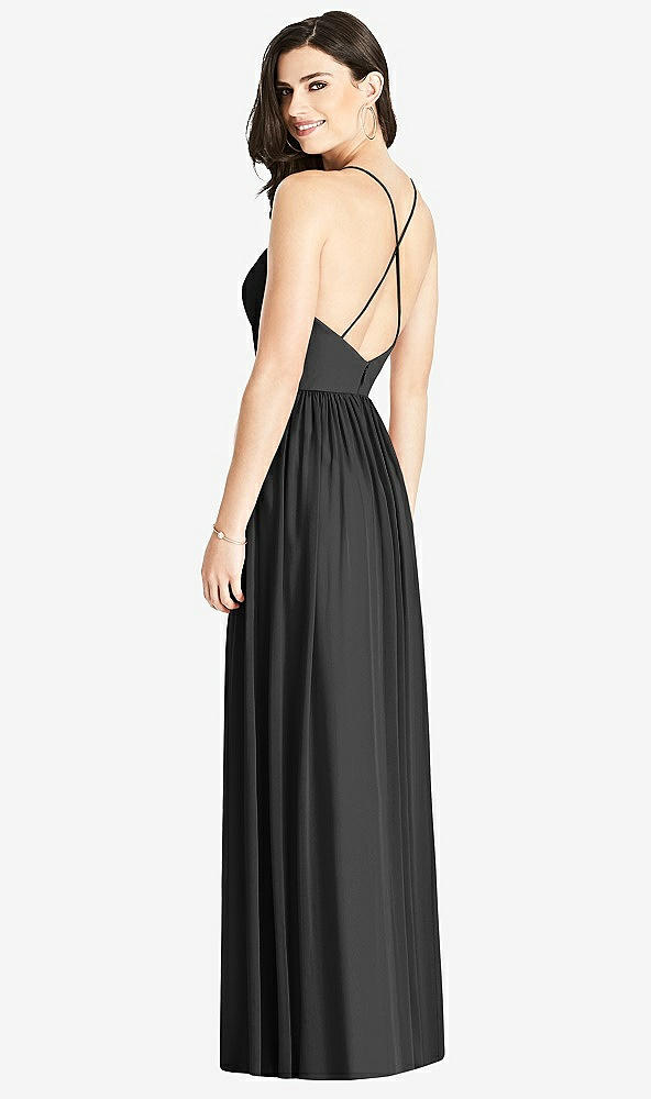 Back View - Black Criss Cross Strap Backless Maxi Dress