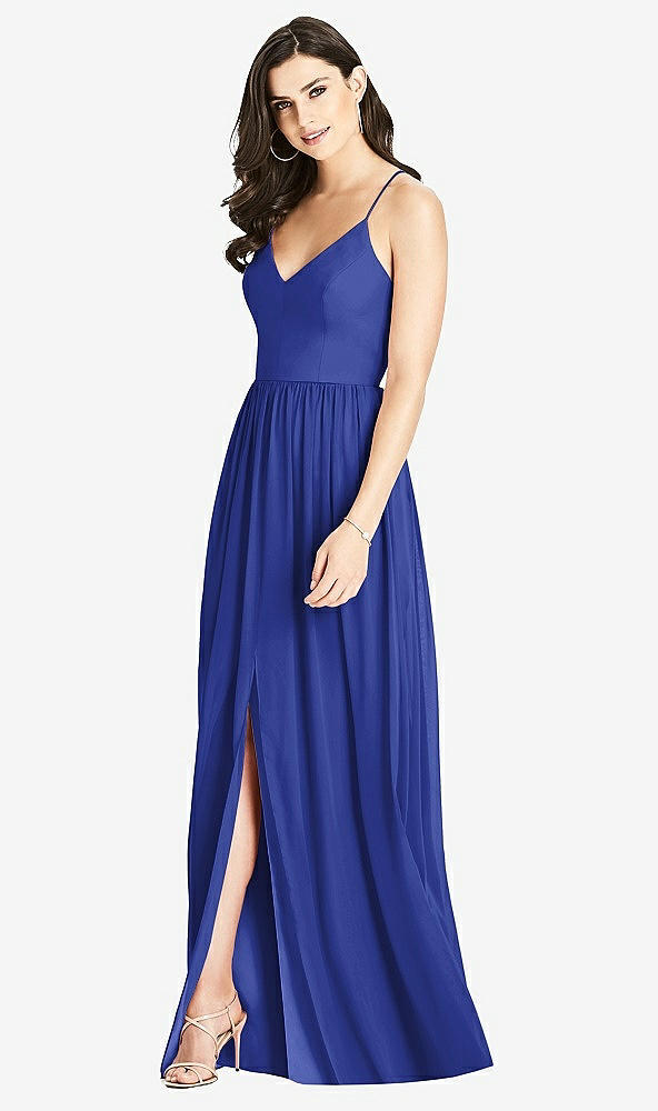 Front View - Cobalt Blue Criss Cross Strap Backless Maxi Dress