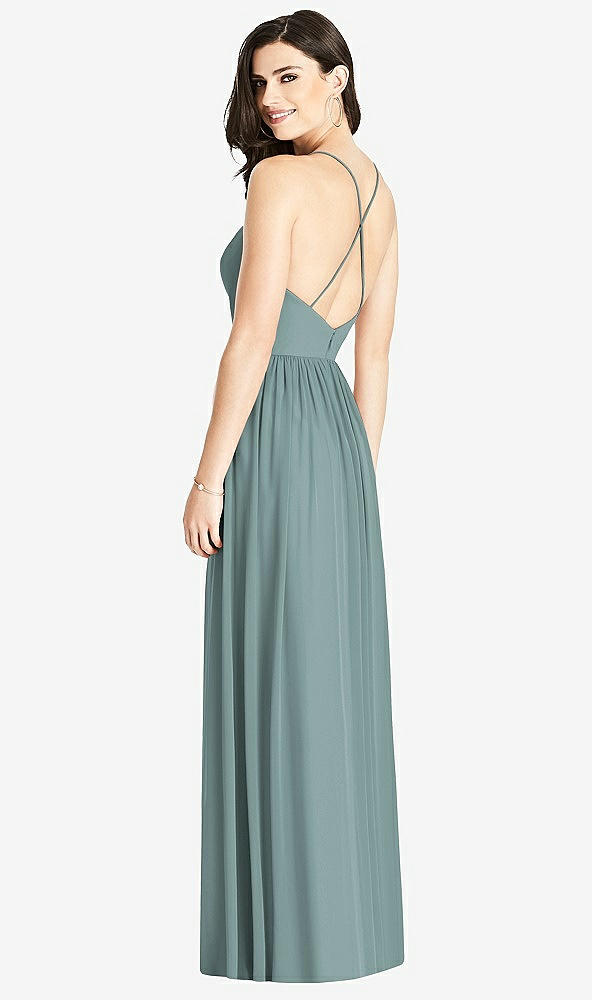 Back View - Icelandic Criss Cross Strap Backless Maxi Dress