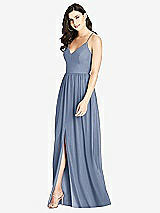 Front View Thumbnail - Larkspur Blue Criss Cross Strap Backless Maxi Dress