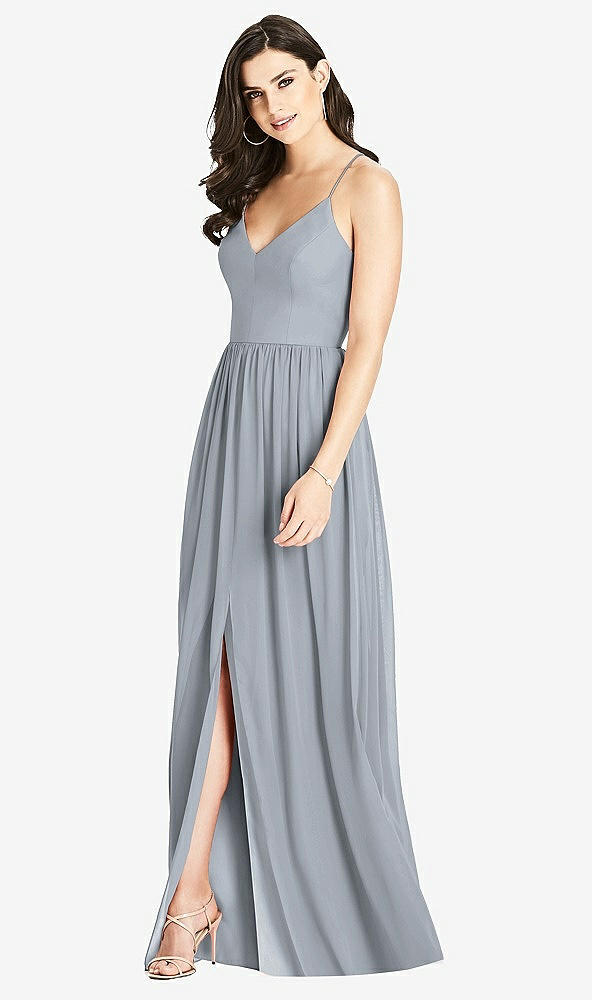 Front View - Platinum Criss Cross Strap Backless Maxi Dress