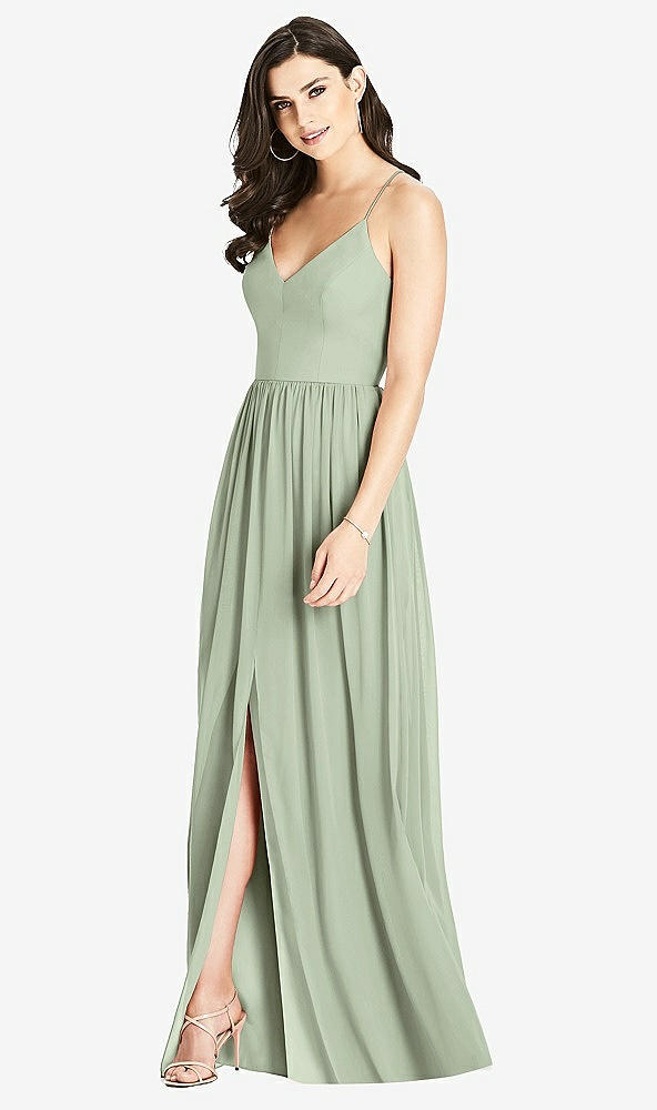 Front View - Sage Criss Cross Strap Backless Maxi Dress