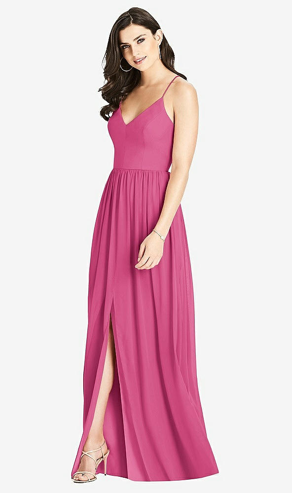 Front View - Tea Rose Criss Cross Strap Backless Maxi Dress