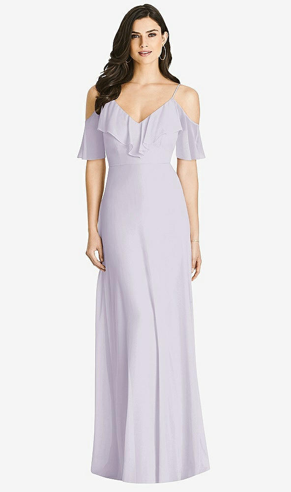 Front View - Moondance Ruffled Cold-Shoulder Chiffon Maxi Dress