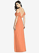 Rear View Thumbnail - Sweet Melon Ruffled Cold-Shoulder Chiffon Maxi Dress