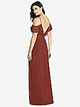 Rear View Thumbnail - Auburn Moon Ruffled Cold-Shoulder Chiffon Maxi Dress