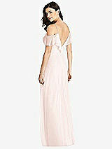 Rear View Thumbnail - Blush Ruffled Cold-Shoulder Chiffon Maxi Dress