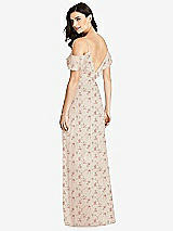 Rear View Thumbnail - Coquette Floral Print Ruffled Cold-Shoulder Chiffon Maxi Dress