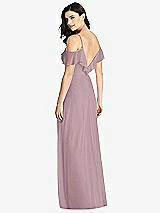 Rear View Thumbnail - Dusty Rose Ruffled Cold-Shoulder Chiffon Maxi Dress