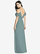 Rear View Thumbnail - Icelandic Ruffled Cold-Shoulder Chiffon Maxi Dress