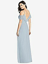 Rear View Thumbnail - Mist Ruffled Cold-Shoulder Chiffon Maxi Dress