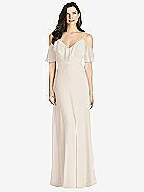 Front View Thumbnail - Oat Ruffled Cold-Shoulder Chiffon Maxi Dress