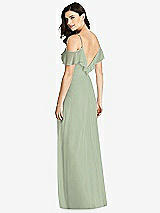 Rear View Thumbnail - Sage Ruffled Cold-Shoulder Chiffon Maxi Dress