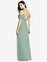 Rear View Thumbnail - Seagrass Ruffled Cold-Shoulder Chiffon Maxi Dress