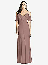 Front View Thumbnail - Sienna Ruffled Cold-Shoulder Chiffon Maxi Dress