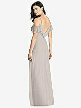 Rear View Thumbnail - Taupe Ruffled Cold-Shoulder Chiffon Maxi Dress