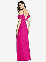 Rear View Thumbnail - Think Pink Ruffled Cold-Shoulder Chiffon Maxi Dress