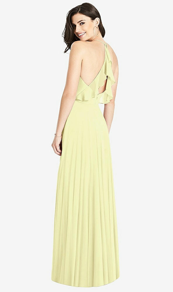 Front View - Butter Yellow Ruffled Strap Cutout Wrap Maxi Dress