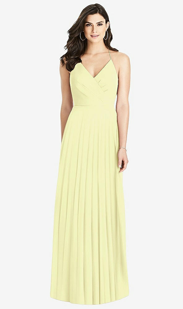 Back View - Butter Yellow Ruffled Strap Cutout Wrap Maxi Dress