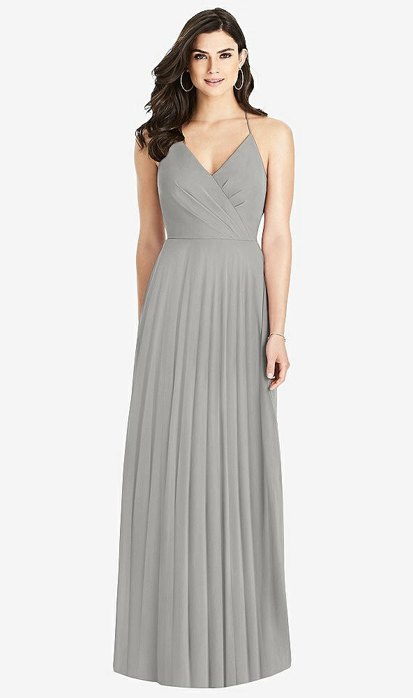 Back View - Chelsea Gray Ruffled Strap Cutout Wrap Maxi Dress